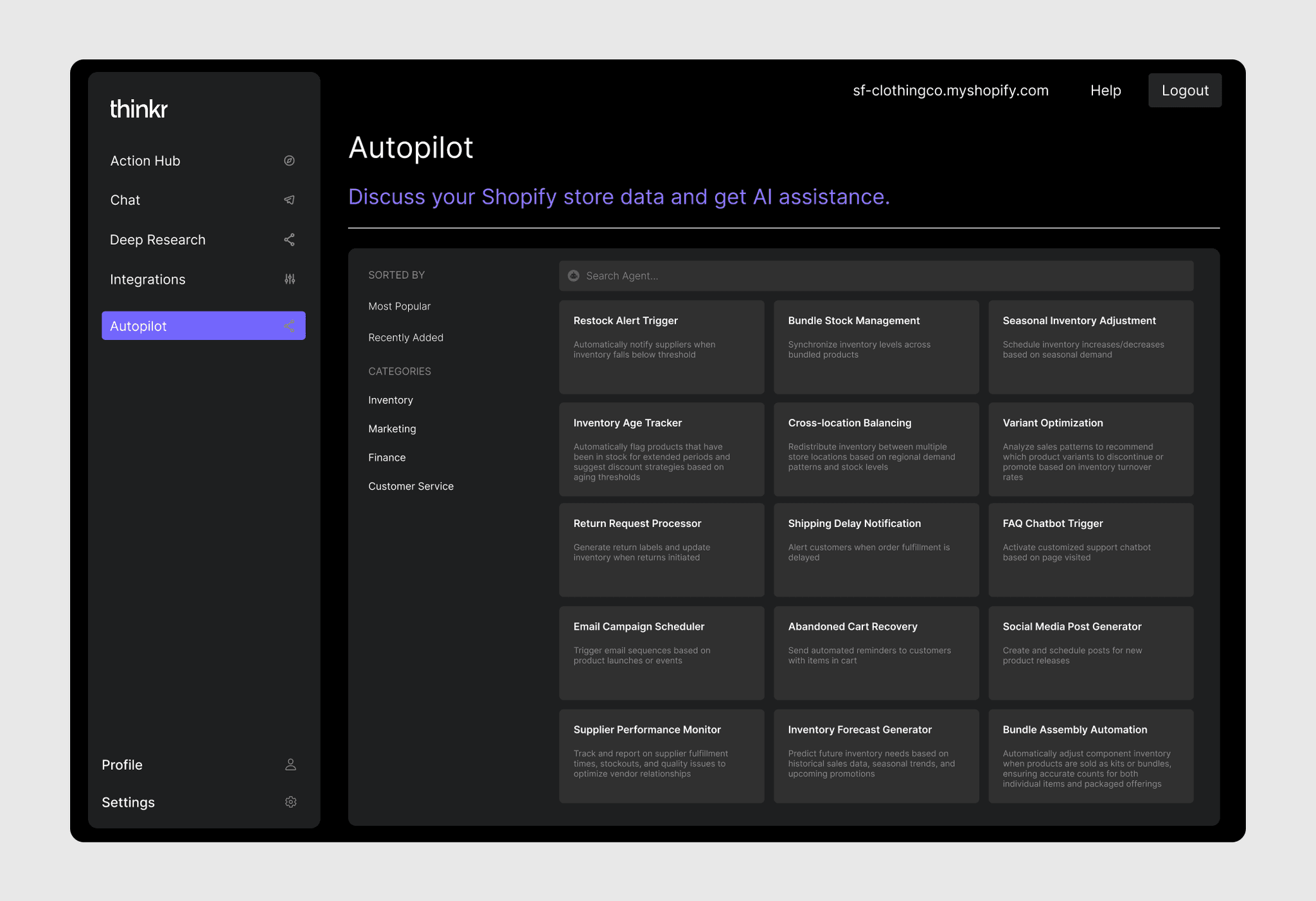 thinkr autopilot dashboard
